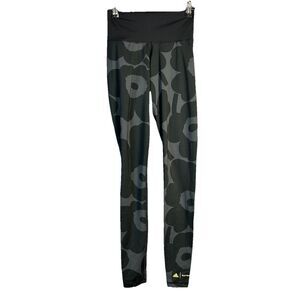 Adidas Marimekko Leggings Size Small Black Gray Floral Full Length Athletic